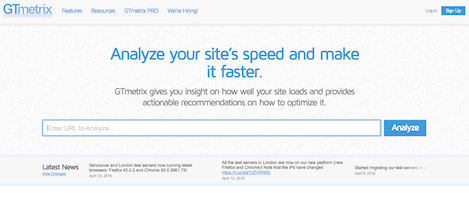 GTMetrix Website Speed Tool