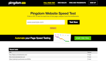 Pingdom Website Speed Tool