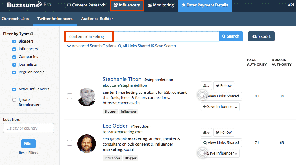 BuzzSumo Step 1