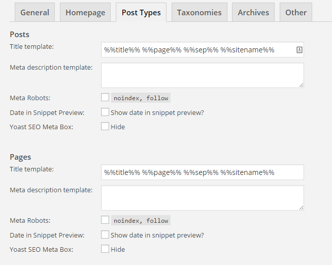 Yoast SEO Post Types