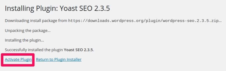 Activating Yoast SEO Plugin