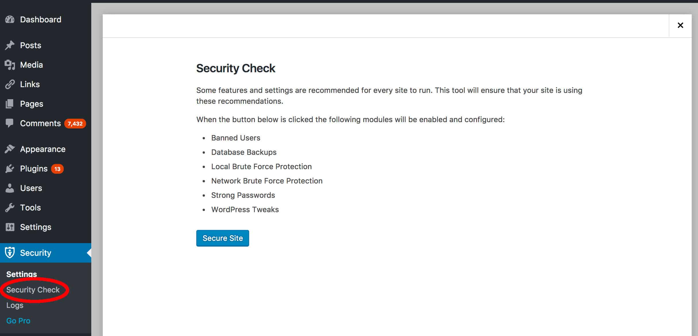 iThemes Security Settings