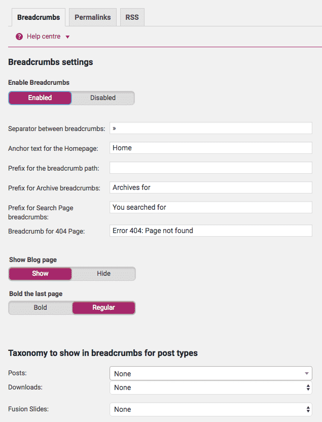 Yoast Advanced Settings