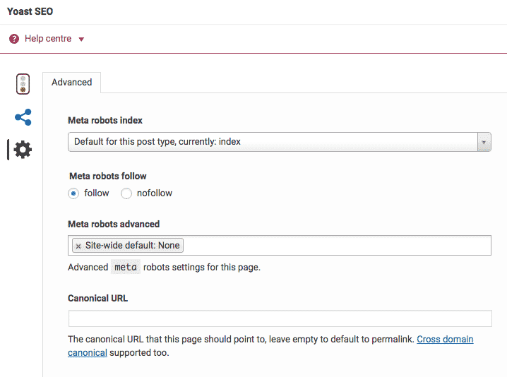 Yoast Advanced Settings