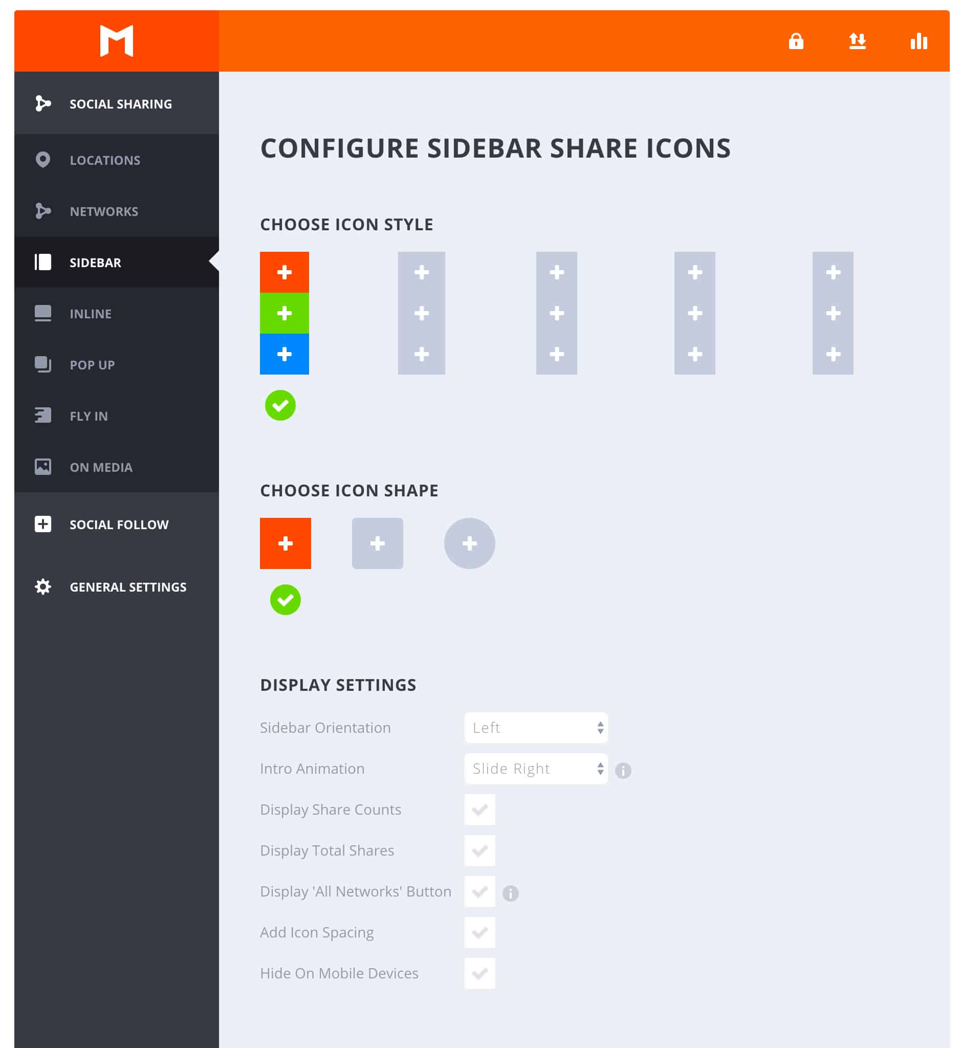 Monarch Social Sidebar Location