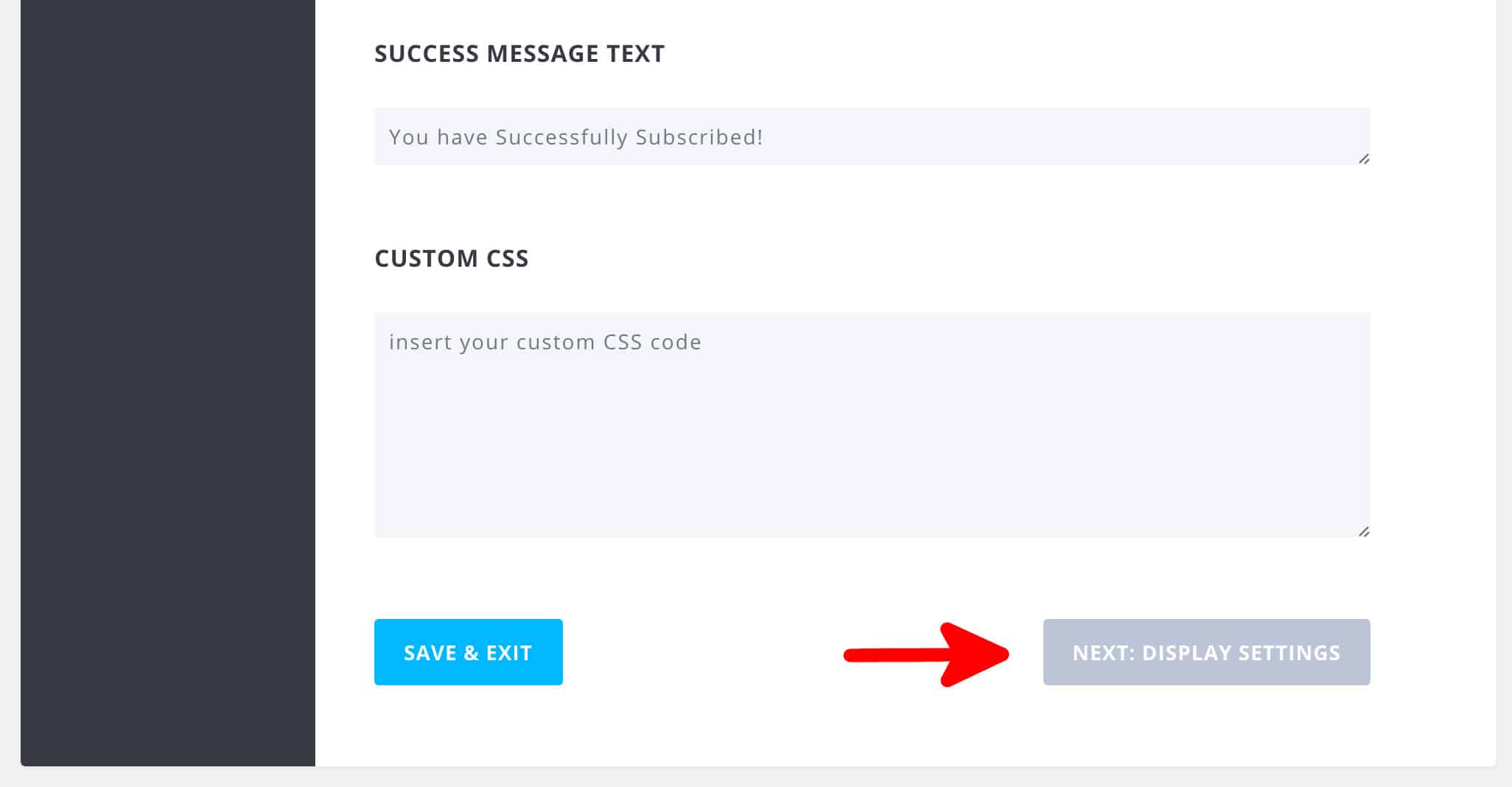 Bloom Design: Custom CSS and success message