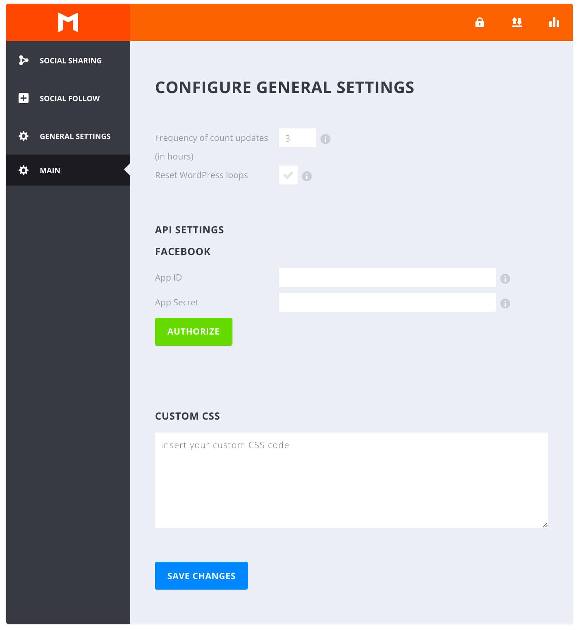 Monarch Social Plugin General Settings