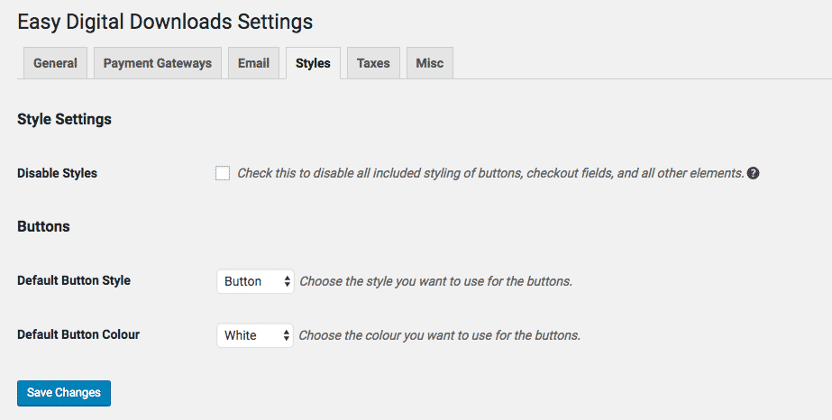 EDD Styles Settings