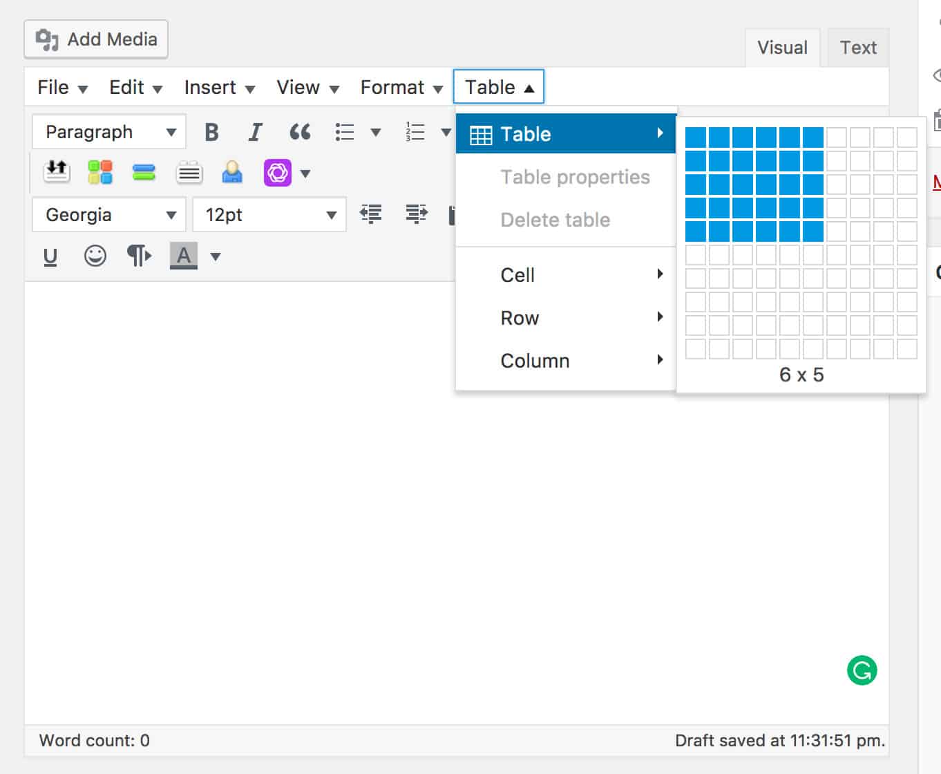 Adding Tables in TinyMCE Advanced Plugin For WordPress