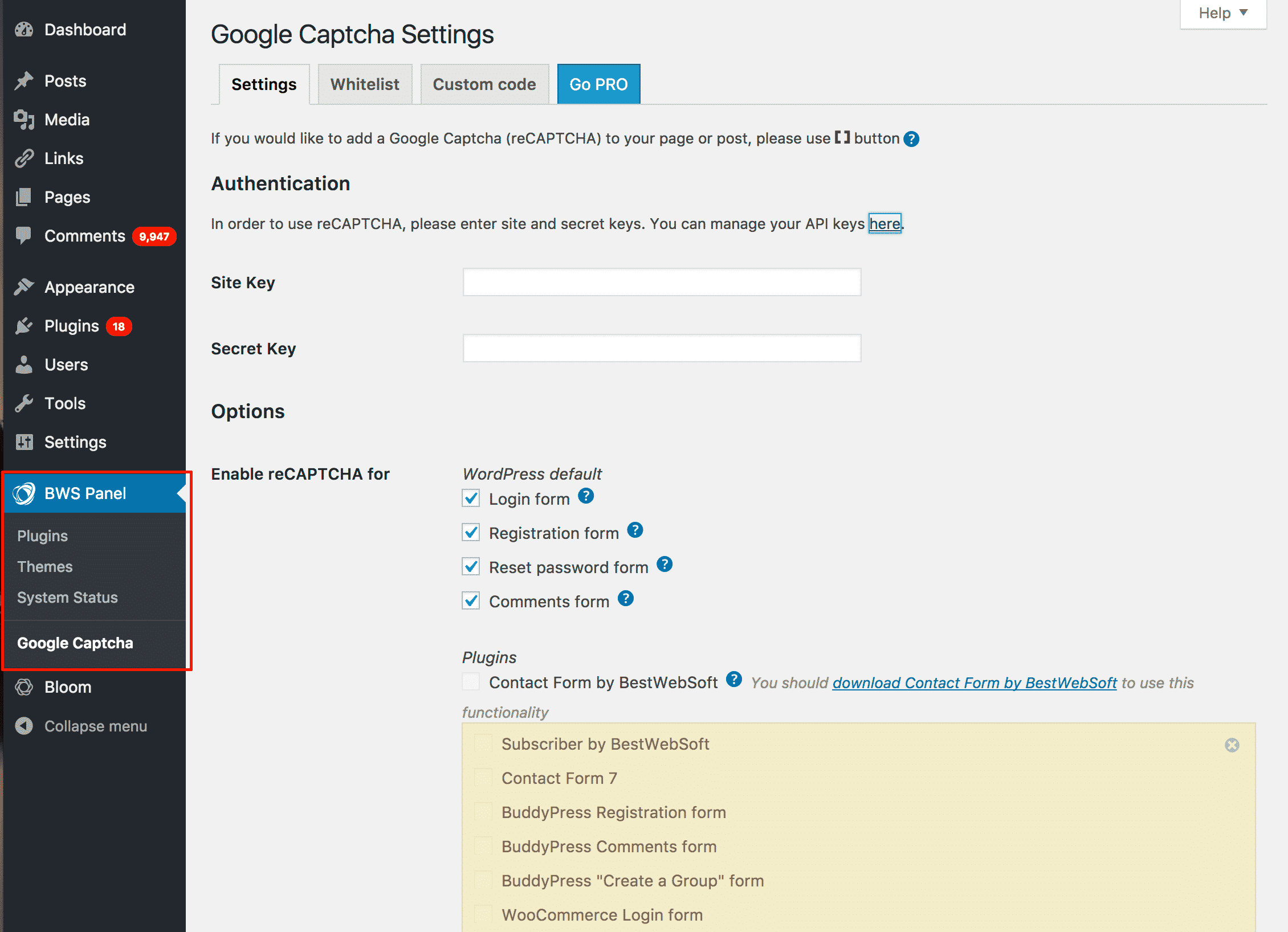 Configuring Google Captcha reCAPTCHA Plugin WordPress