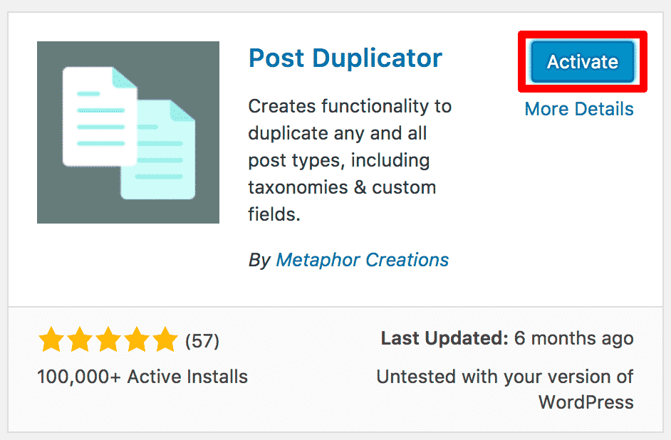 Activating Post Duplicator Plugin