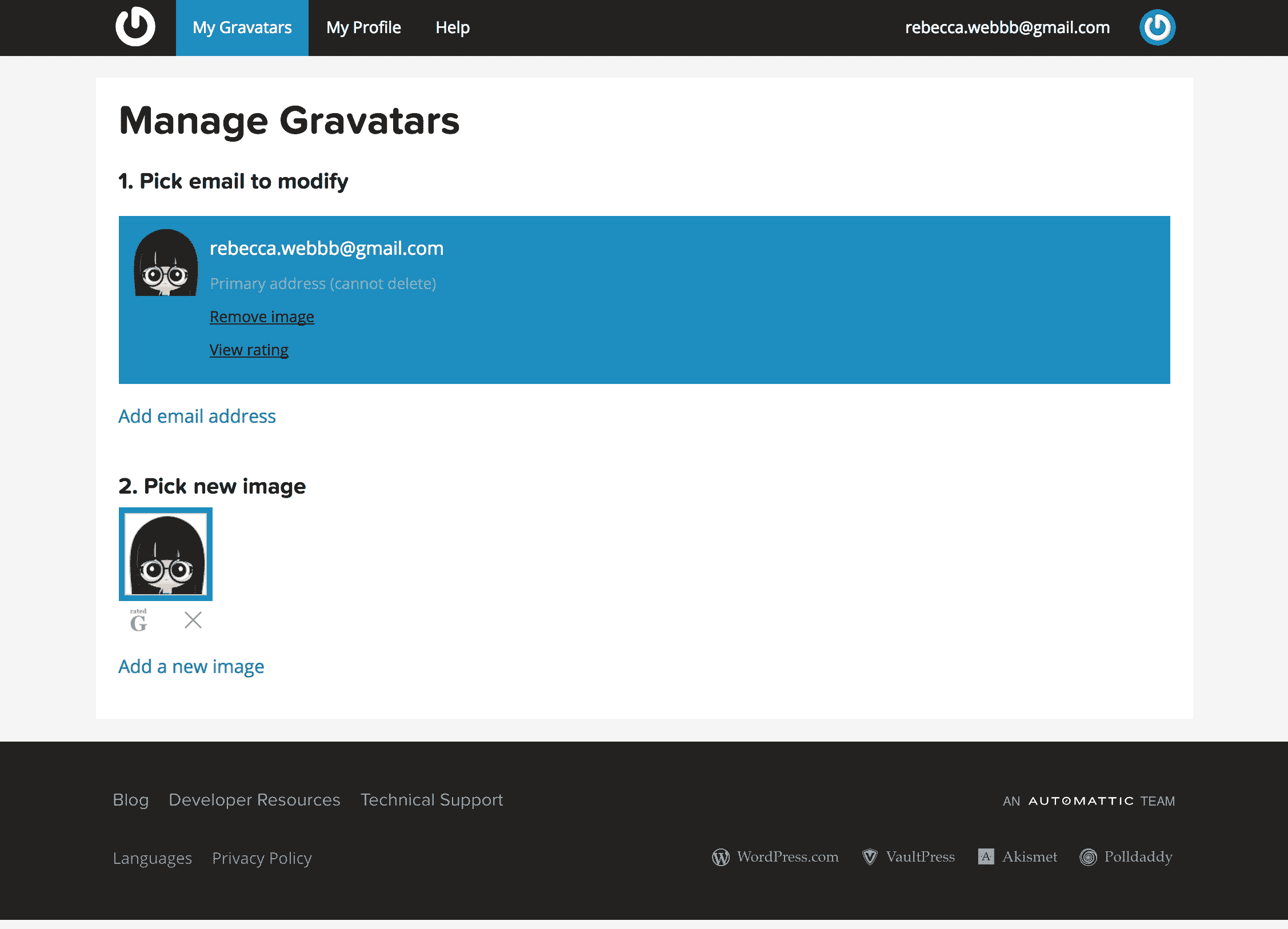 Managing gravatars