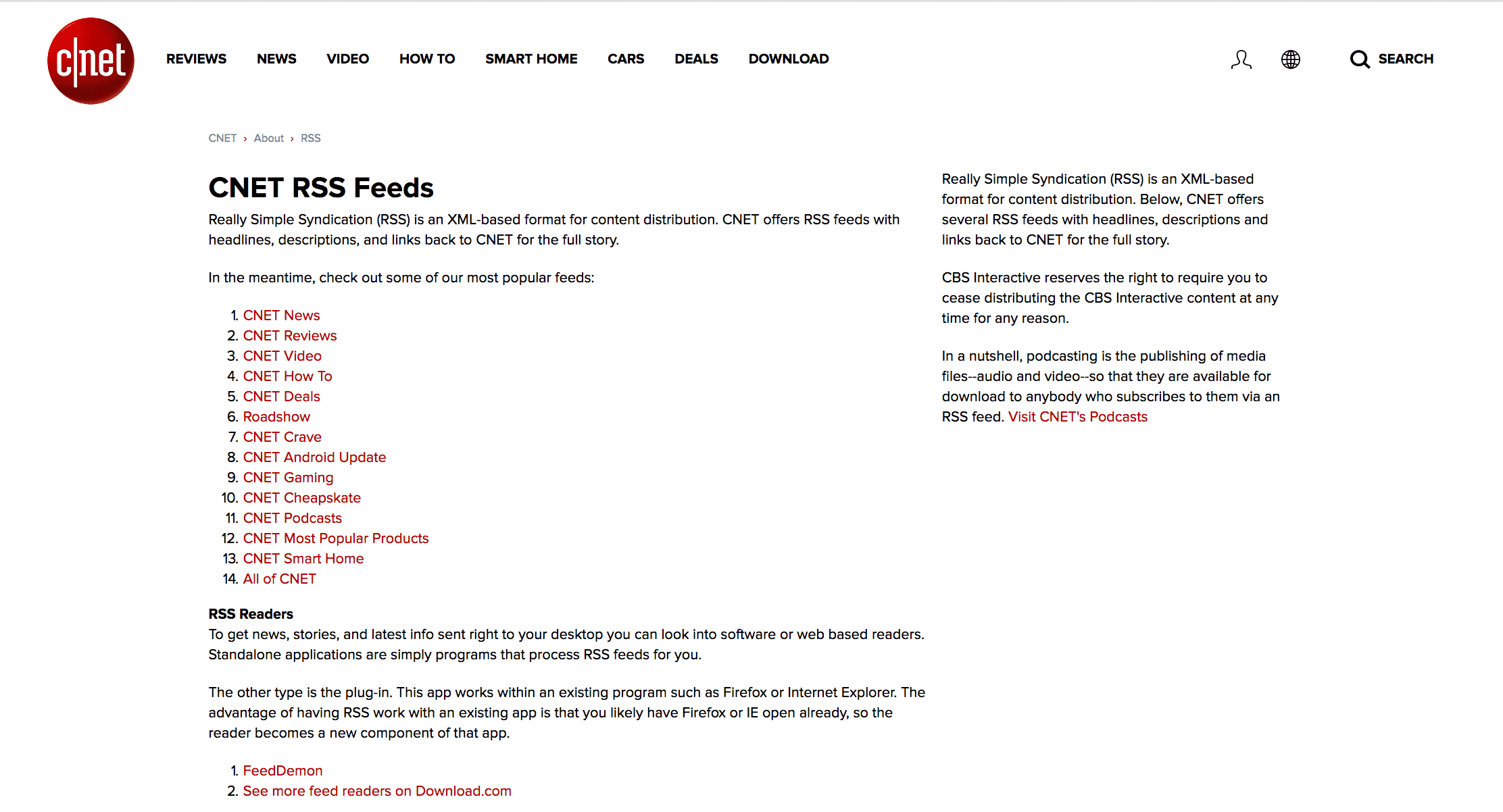 CNET RSS feeds