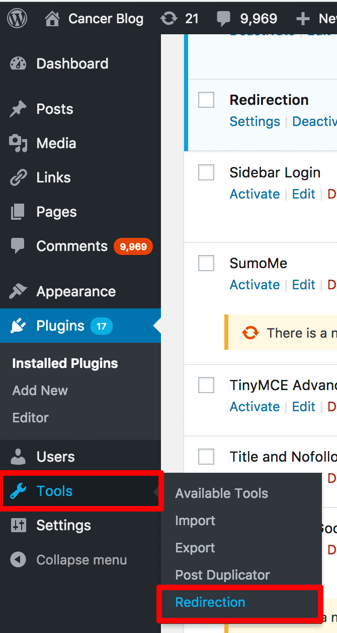 Redirection Plugin Settings