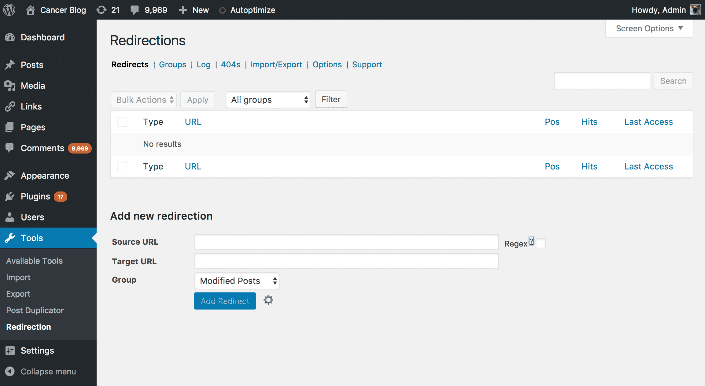 Redirection Plugin Settings