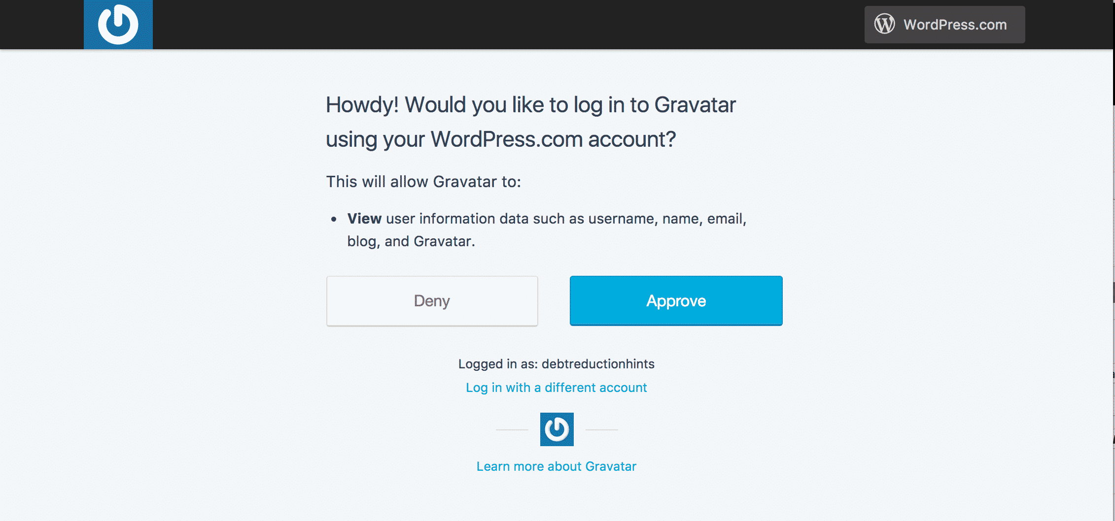 Approve Gravatar Account