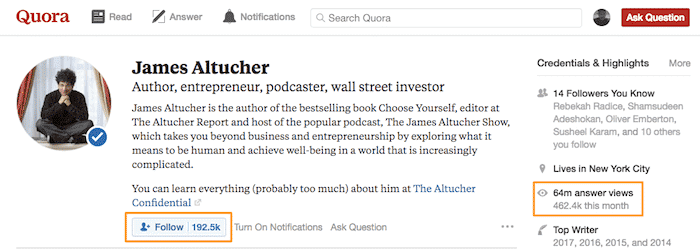 Strong Quora Profile