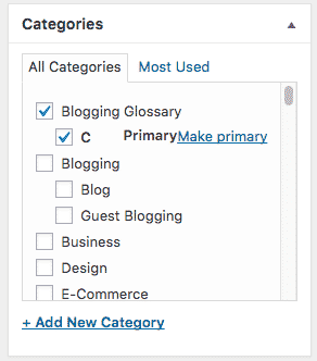 Selecting a category