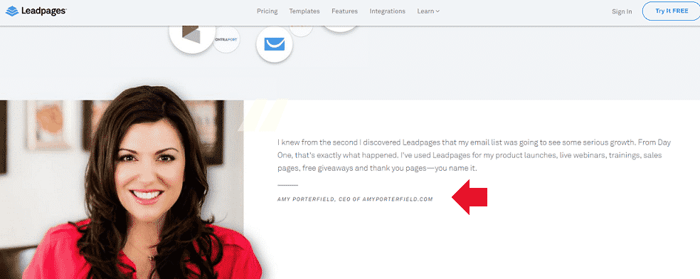 Leadpages backlink testimonial