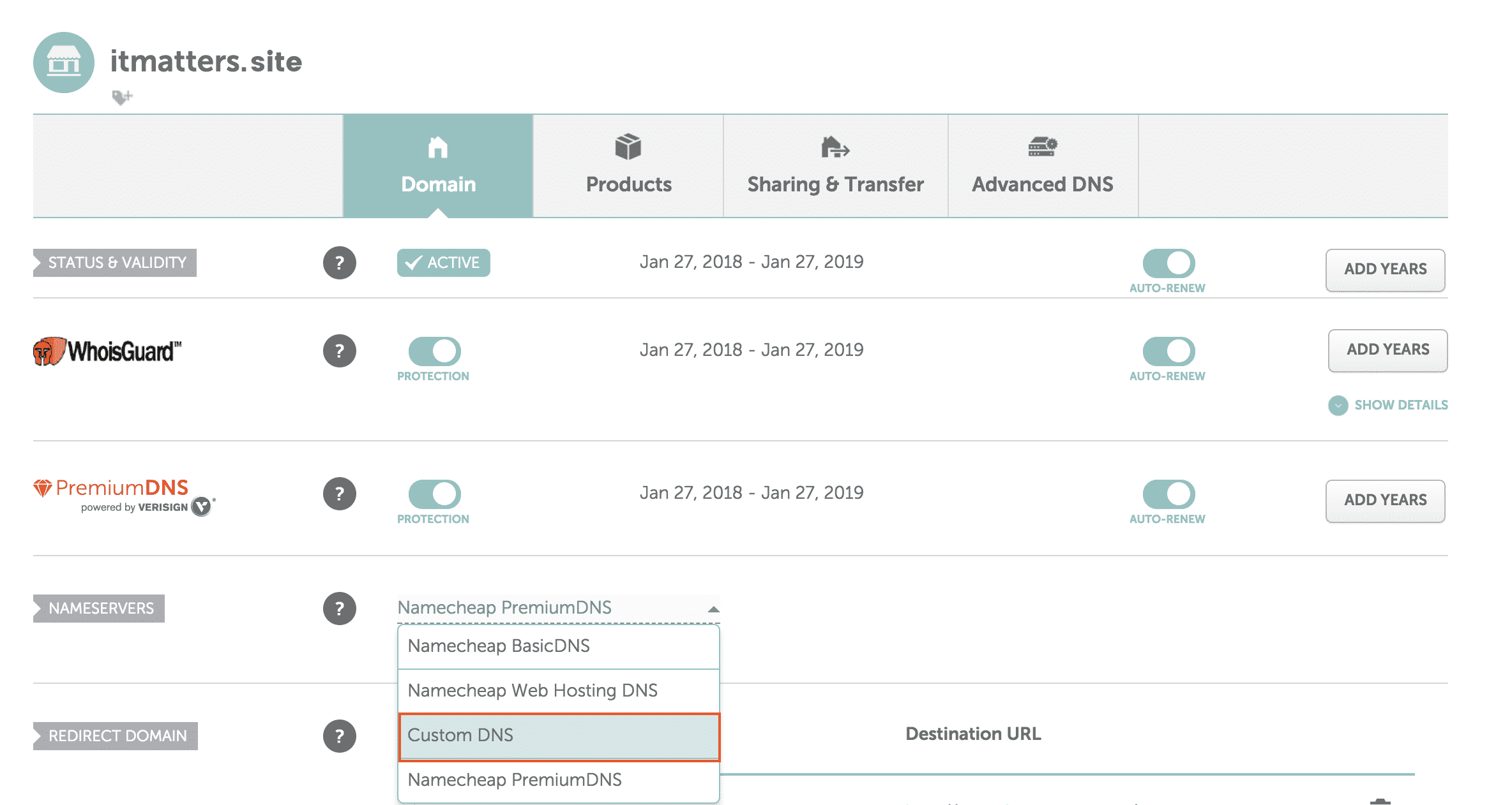 Changing nameservers in NameCheap