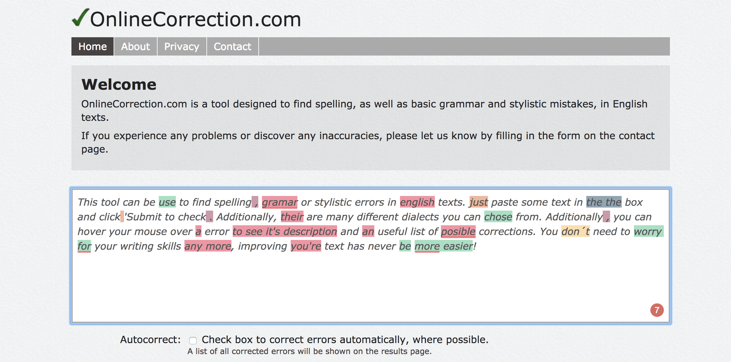 Online Correction