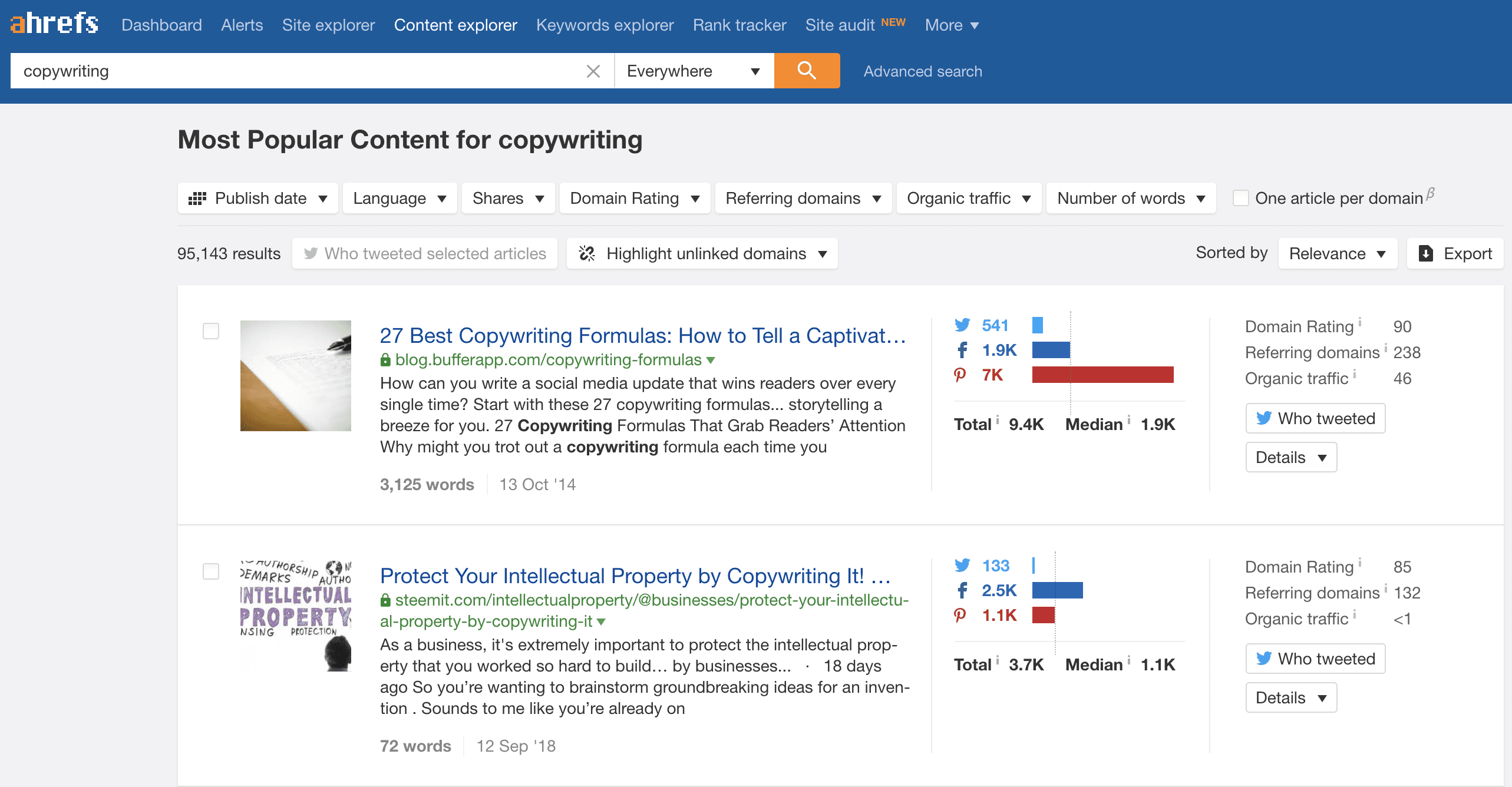 Ahrefs Content Explorer