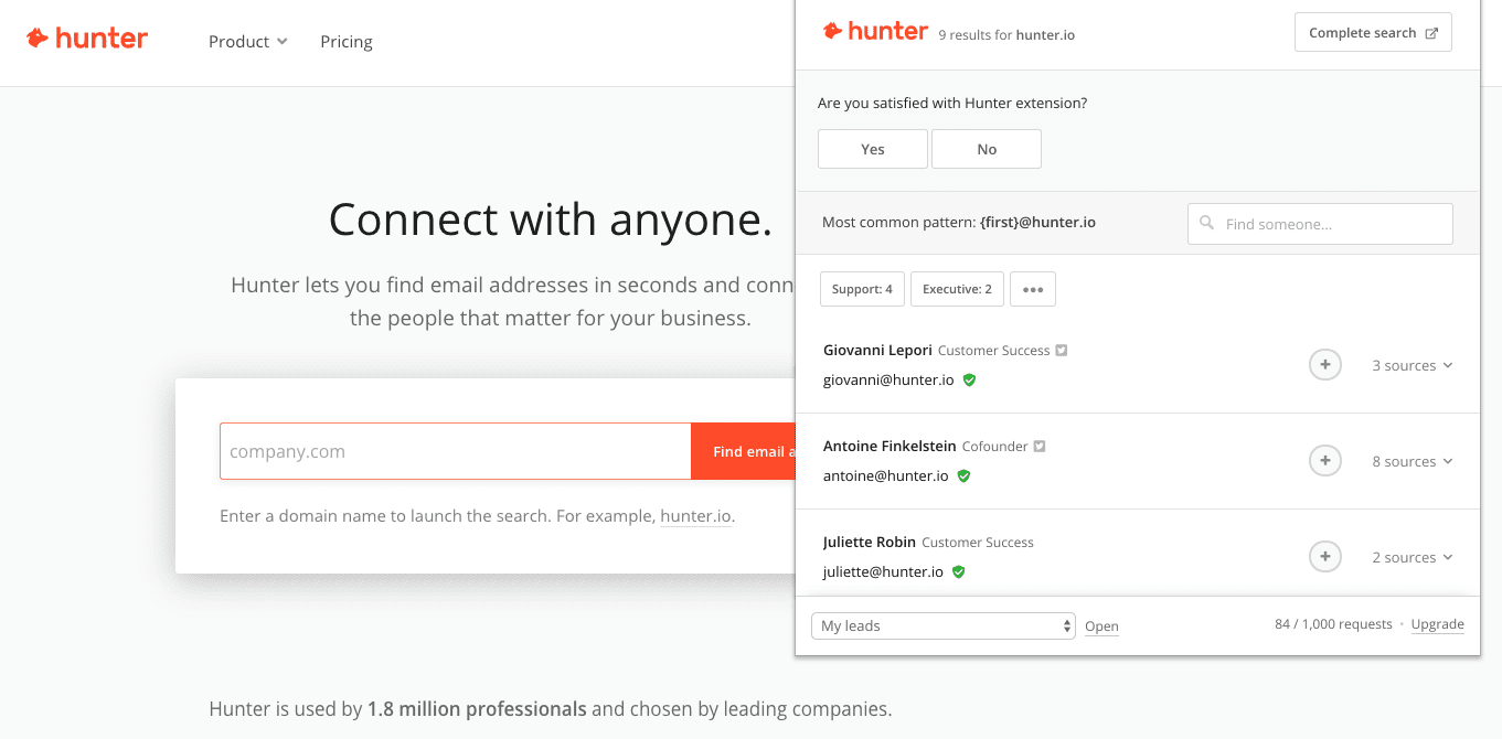 hunter verify email