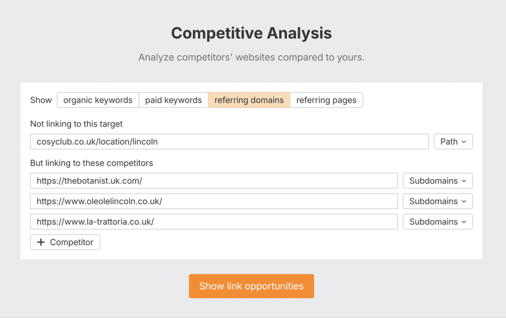 Ahrefs Competitive Analysis