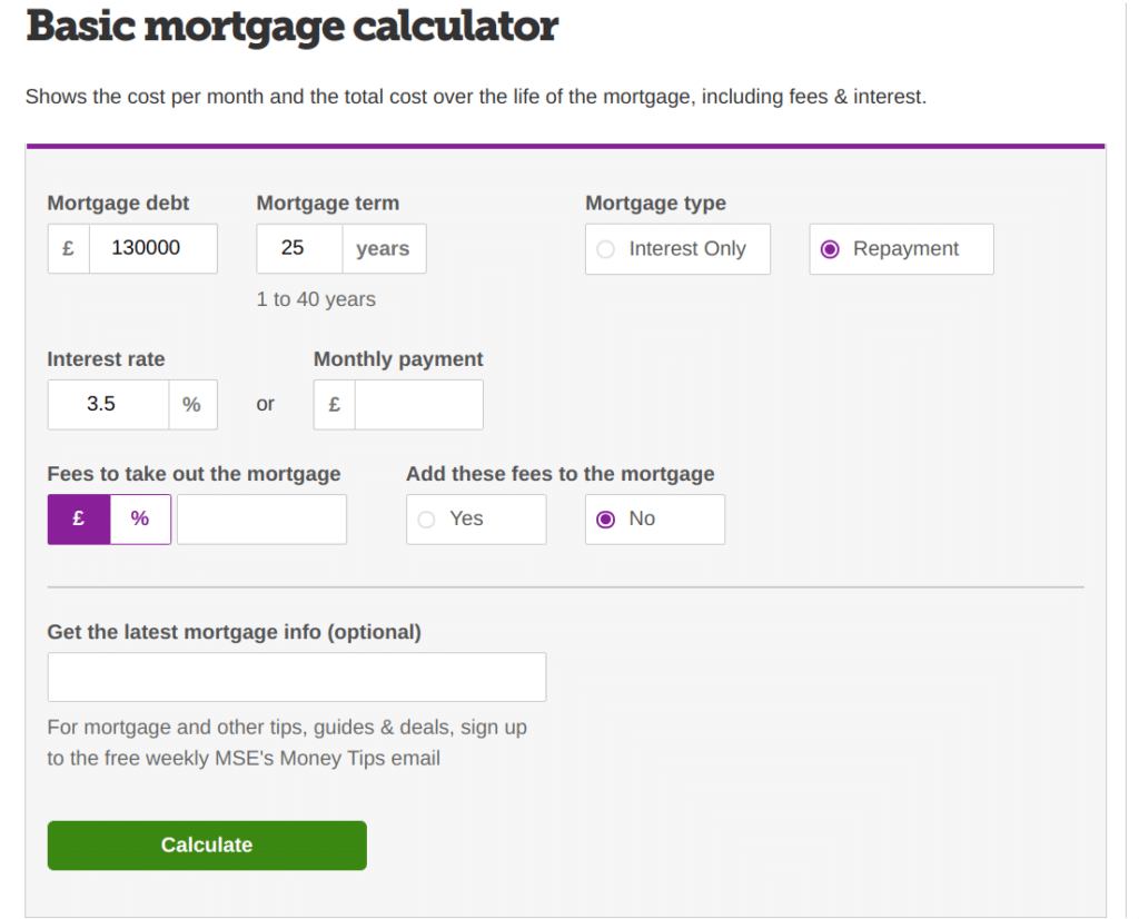 Basic Mortgage Calculator