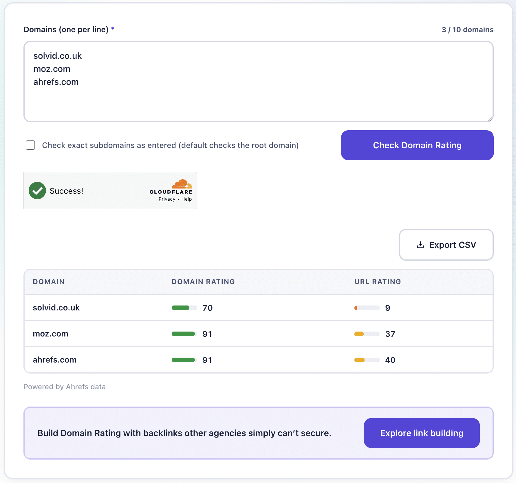 Domain Rating Checker