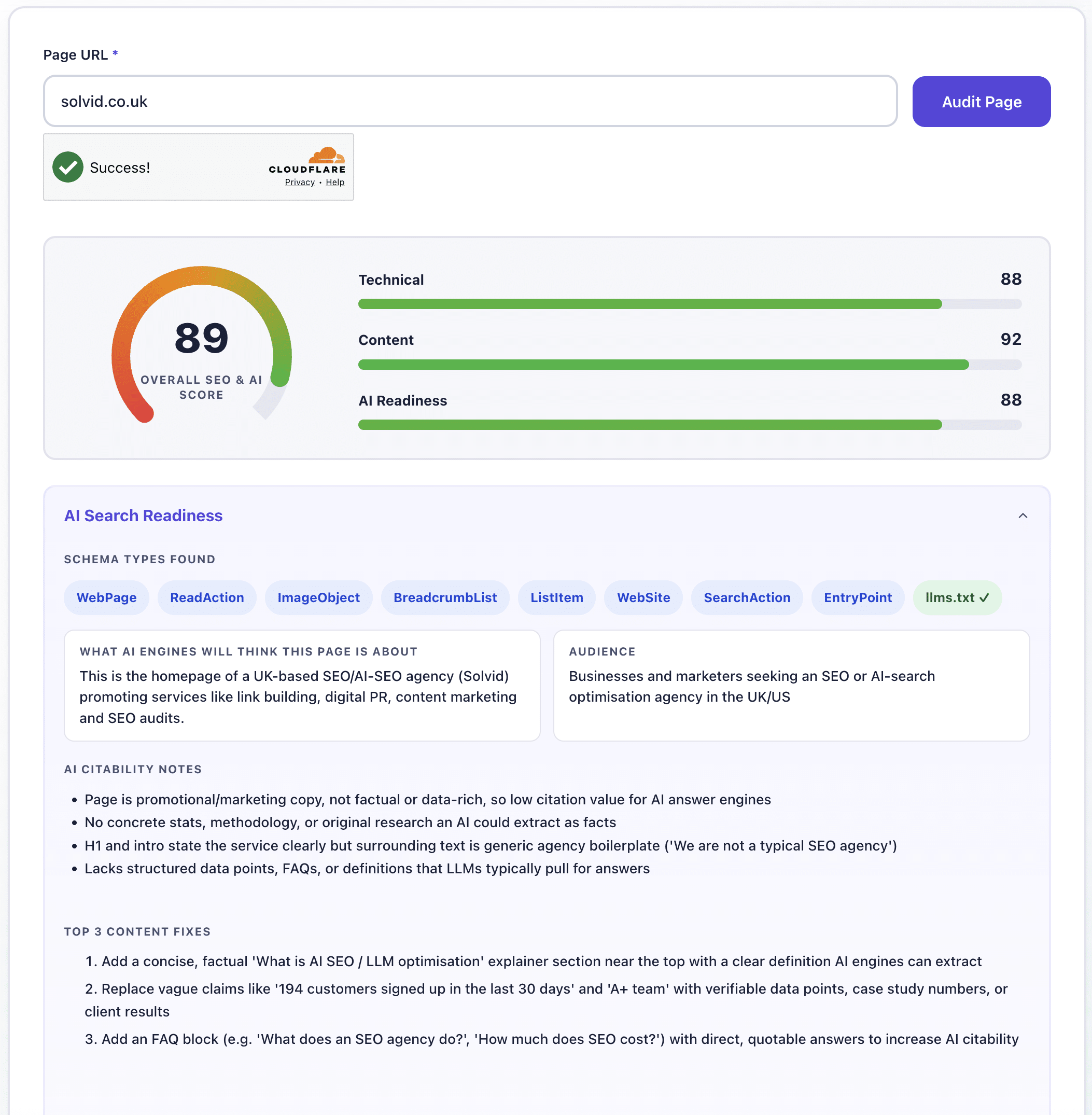SEO and AI On-Page Checker